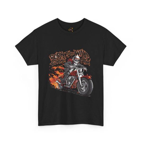 Born to Be Wild Unisex Heavy Cotton Tee - Motorcycle Skull Design