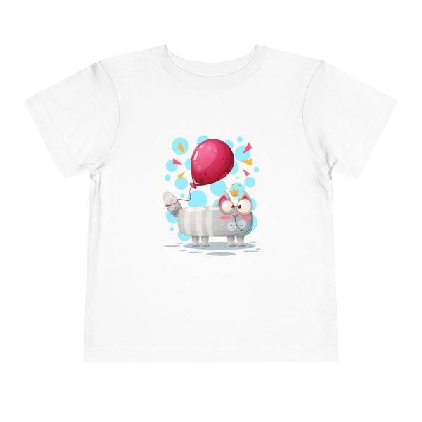 Adorable Toddler Short Sleeve Tee with Balloon Cat Design Adorable Toddler Short Sleeve Tee with Balloon Cat Design