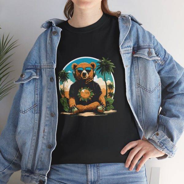 Beach Vibes Bear Unisex Heavy Cotton Tee - Chill Summer Style Beach Vibes Bear Unisex Heavy Cotton Tee - Chill Summer Style