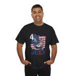 Patriotic Cat Unisex Heavy Cotton Tee - 4th of July American Flag Shirt