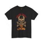 Never Trust the Living Skull Typography Unisex Heavy Cotton Tee | Casual Graphic T-Shirt for Halloween Lovers