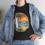 Retro Surf Summer Vibes Unisex Heavy Cotton Tee - Beach Sunset Design