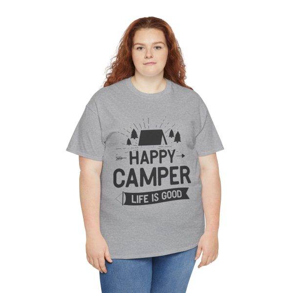 Happy Camper Unisex Heavy Cotton Tee - Life is Good Outdoor Shirt