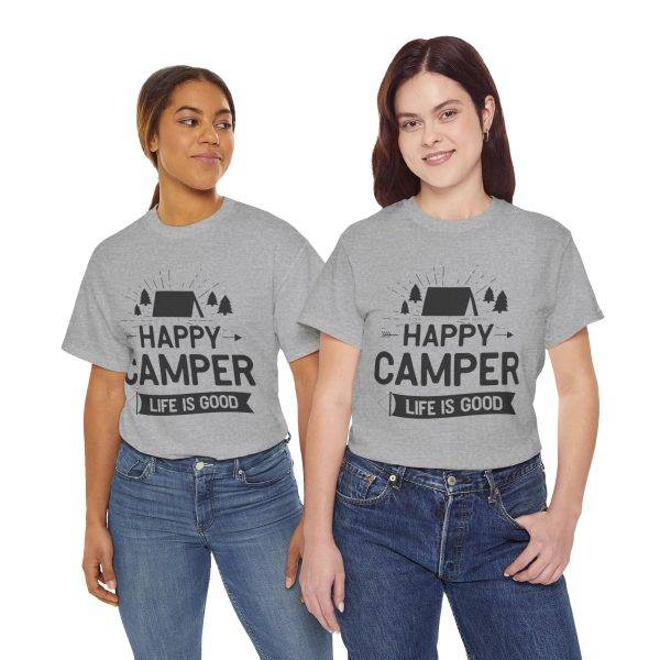 Happy Camper Unisex Heavy Cotton Tee - Life is Good Outdoor Shirt
