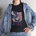 Patriotic Cat Unisex Heavy Cotton Tee - 4th of July American Flag Shirt