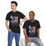 Patriotic Cat Unisex Heavy Cotton Tee - 4th of July American Flag Shirt