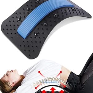 Back Stretcher Lumbar Back Cracker with Magnet Back Massager for Lower Back Pain Relief Upgraded Multi-Level Back Support Stretcher Spinal Board Device for Herniated Disc, Sciatica, Scoliosis (Black)