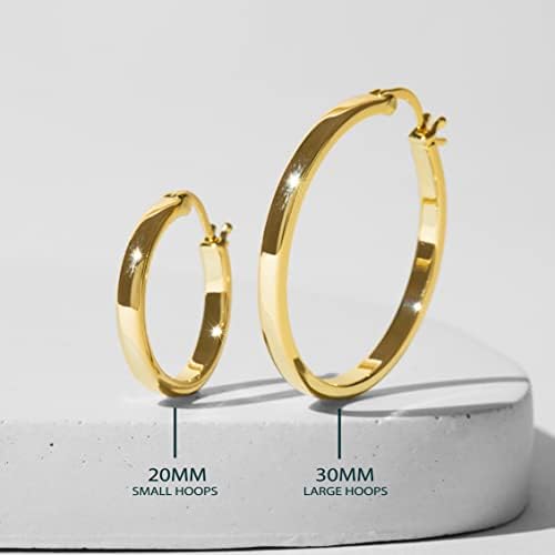 PAVOI 14K Yellow Gold Plated 925 Sterling Silver Post Lightweight Hoops | 20mm | Yellow Gold Hoop Earrings
