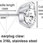 5 Pairs Stud Earrings Set, Hypoallergenic Cubic Zirconia 316L Earrings Stainless Steel CZ Earrings 3-8mm (Steel color)