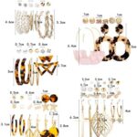 Earrings Set for Women Girls, Funtopia 61 Pairs Fashion Tassel Earrings Acrylic Hoop Stud Drop Dangle Earrings for Birthday Party Gift, Assorted Styles and Colors
