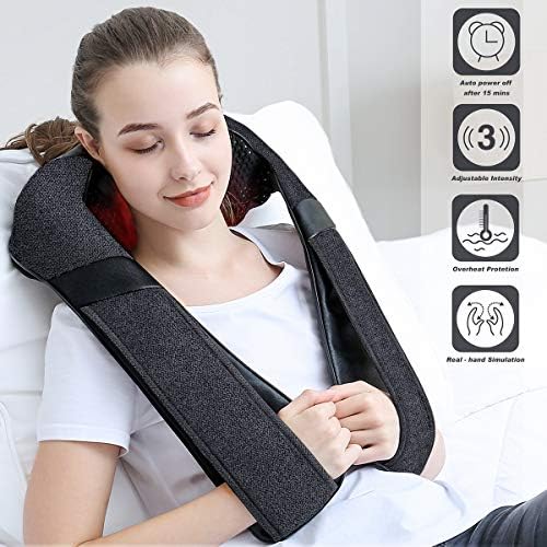 Shiatsu Electric Massager with Heat, Kneading Massage Pillow for Neck, Back, Shoulder, Muscle Pain Relief, Get Well Soon Presents - Christmas Gifts