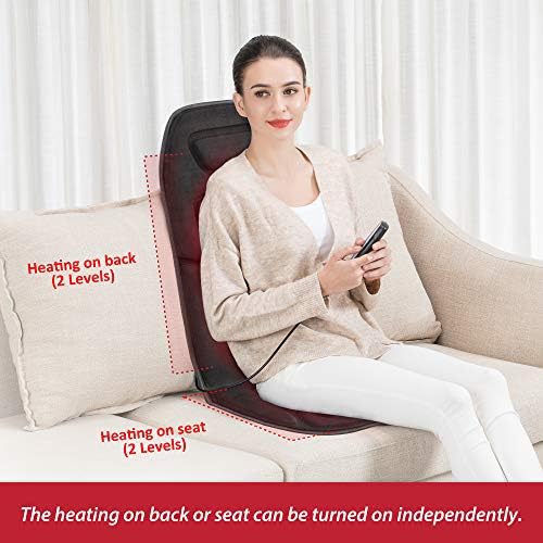 COMFIER Massage Seat Cushion with Heat,10 Vibration Motors Seat Warmer, Back Massager for Chair, Massage Chair Pad for Back Ideal Gifts for Women,Men,Black