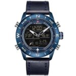 NAVIFORCE 9144 Fashion Gold Men Sport Watches Mens LED Analog Digital Watch Army Military Leather Quartz Watch Relogio Masculino