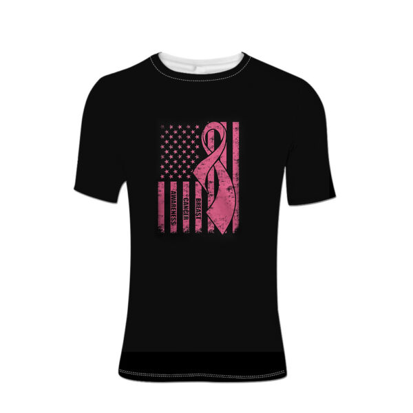 Men T- Shirts Tops Pink Ribbon Support
