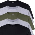 Gildan Men's Crew T-Shirts, Multipack, Style G1100, Black/Sport Grey/Military Green (5-Pack), Large |