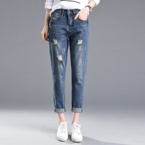 Straight Cropped Jeans Cuffed Jeans For Pregnant Women