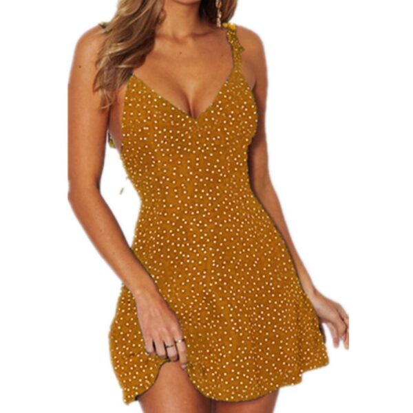 Polka-dot Strappy Dress Women Summer Fashion Beach Sundress