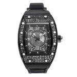 Full Diamond Tonneau Silicone Band Quartz Men's Watch