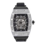Full Diamond Tonneau Silicone Band Quartz Men's Watch