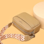 Fashion Shoulder Crossbody Bags With Rhombus Embroidered Wide Shoulder Strap Cute Small Square Bag Women