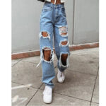 Women Jeans Ripped Slimming Washed Women's Jeans Trousers