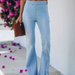 Women Fringed Stretch Flared Denim Jeans