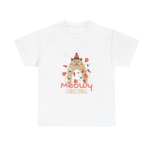 Meowy Christmas White Color Tshirt For Unisex Heavy Cotton Tee
