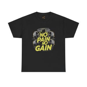 No pain no gain gym black color Tshirt For Unisex Heavy Cotton Tee
