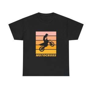 Motocross Black Color T-Shirt for Men Heavy Cotton Tee