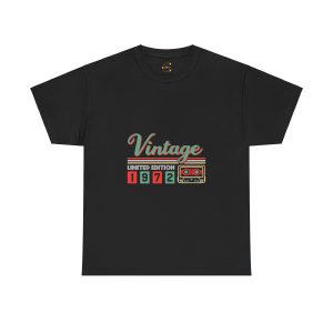 Vintage 1972 Black Color T-Shirt For Unisex Heavy Cotton Tee