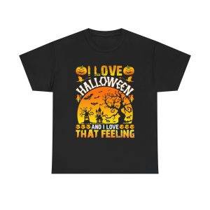 I Love Halloween Block Color T-Shirt For Unisex Heavy Cotton Tee