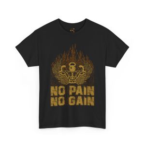 No pain no gain gym black color Tshirt For Unisex Heavy Cotton Tee