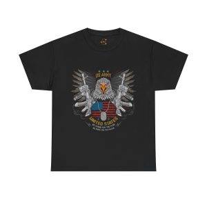 US Army Black Color T-Shirt For Unisex Heavy Cotton Tee