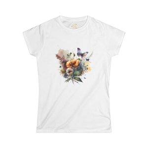 Floral Butterfly Women's Softstyle Tee - Perfect for Spring Outings and Nature Lovers