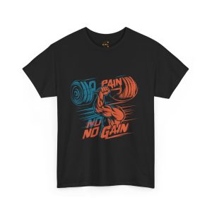 No pain no gain gym black color Tshirt For Unisex Heavy Cotton Tee