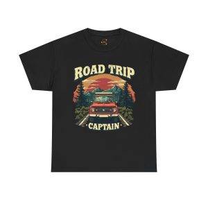 Road Trip Caption Black Color T-Shirt For Unisex Heavy Cotton Tee