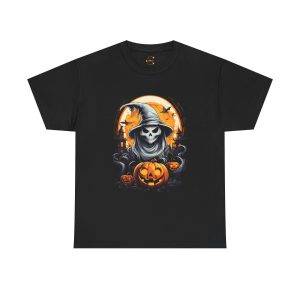 Scary Halloween Pumpkin Black Color T-Shirt For Unisex Tee