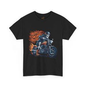 Motorcycle Skeleton Graphic Unisex Heavy Cotton Tee - Retro Biker Style
